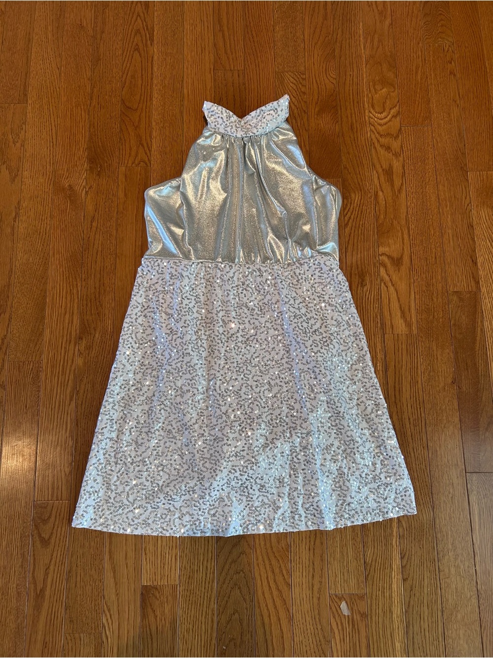 Young Woman’s Silver Sequin Dance Costume Dress